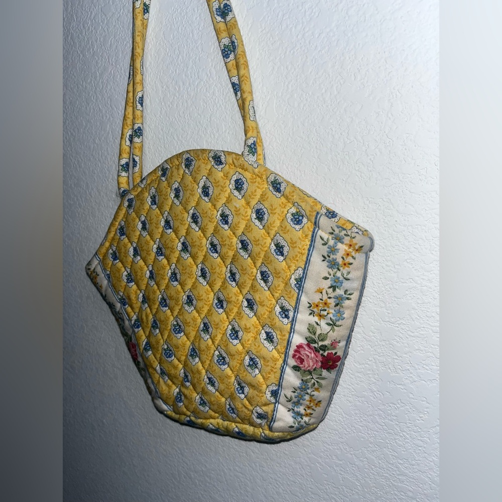 Vera Bradley Y2K Retired Elizabeth Style Quilted Emily Small Tote Yellow Rosette - Picture 11 of 16